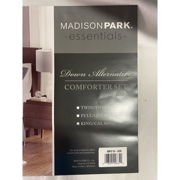Madison Park Mini Comforter Set Gray King Down Alternative With 2 Shams NEW - Picture 2 of 14